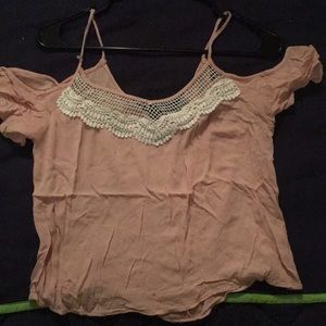 Light Pink Cropped Off the Shoulder Top.